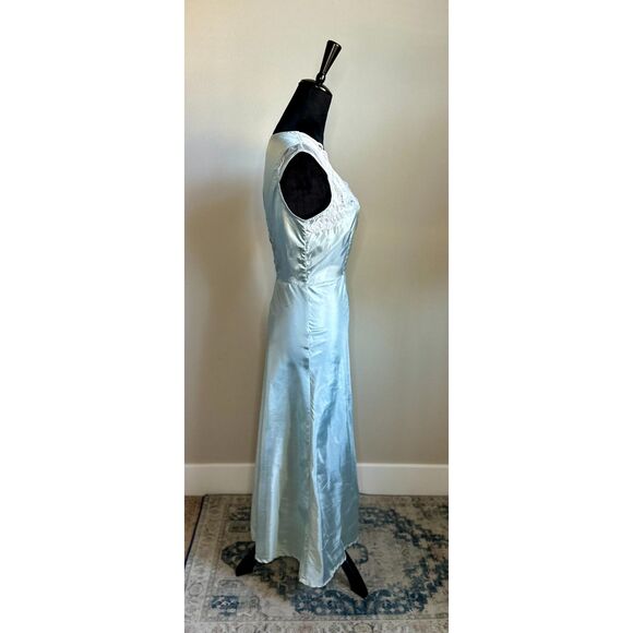 April Cornell Women's Pastel Blue Satin Sleeveless Lace Trim Nightgown Size S - Picture 3 of 7